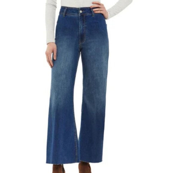 Articles of Society Carine High Rise Wide Leg Relaxed Fit Raw Hem Jeans Size 26 - Picture 1 of 13